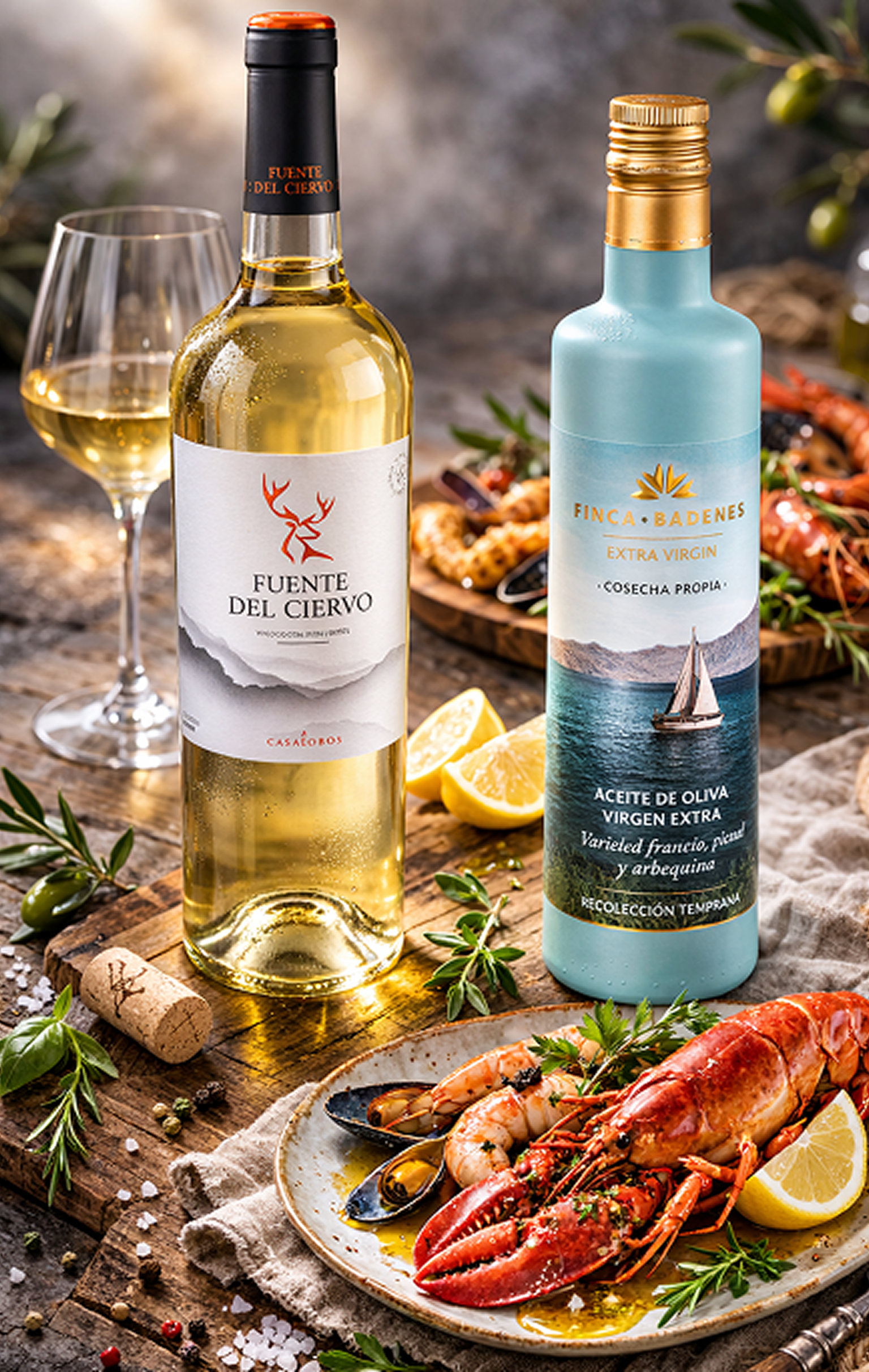 Kit Gourmet Harmonização Perfeita – Azeite Premium + Vinho Branco Espanhol